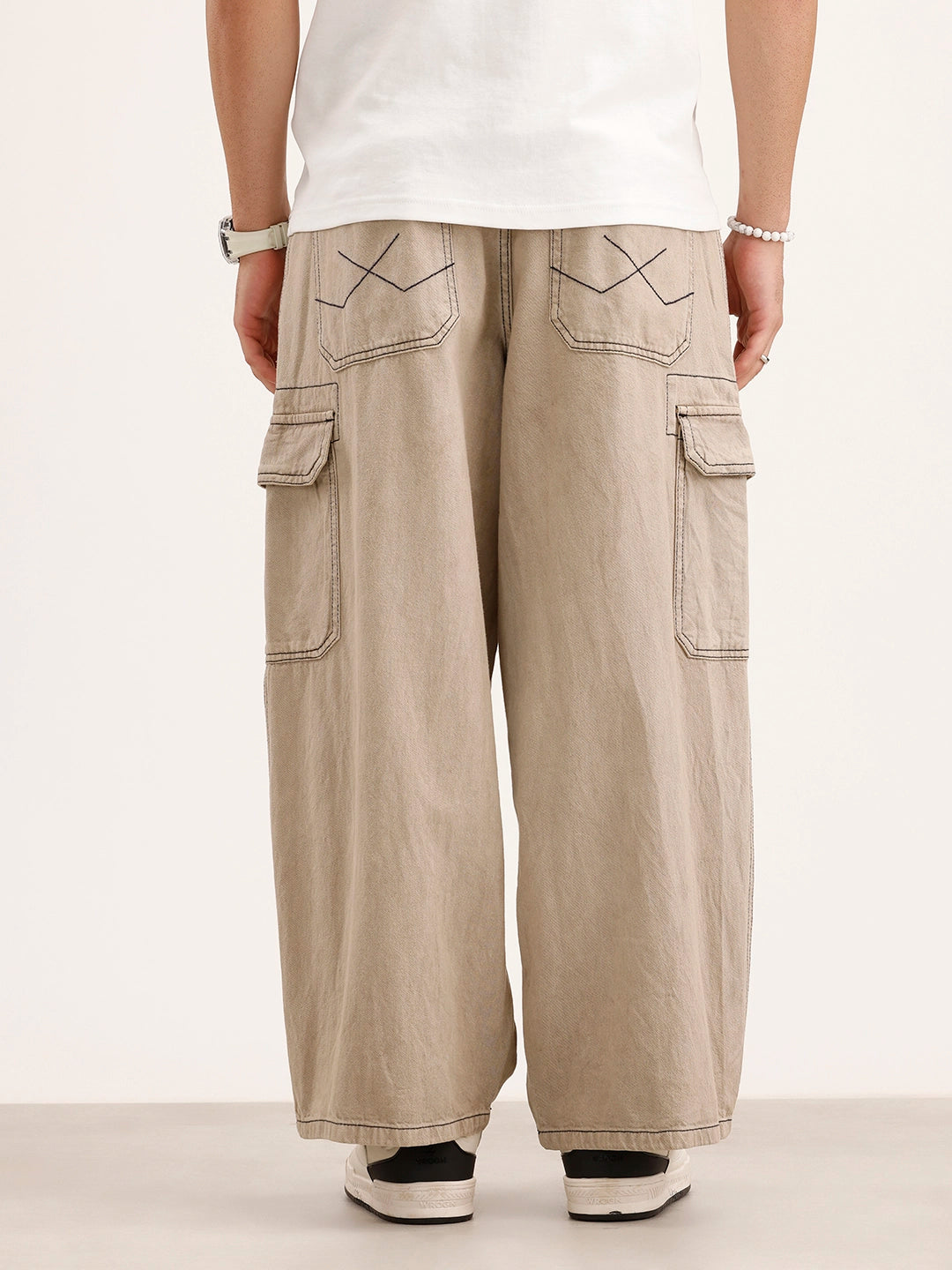 Baggy Cargo Fit Denim Jeans | Khaki
