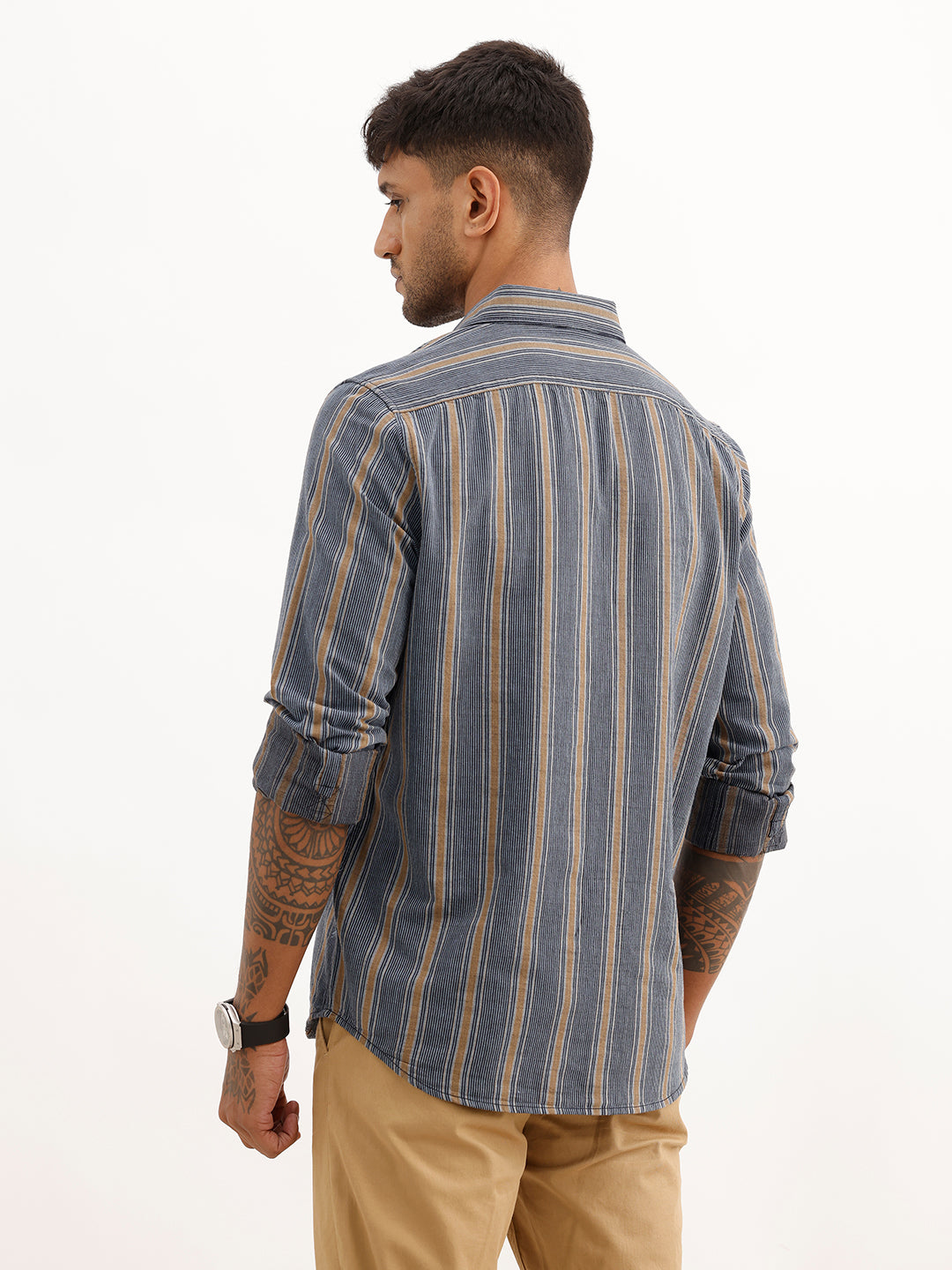 Slim Fit Striped Full Sleeve Shirt | Blue | WSH02FSSL0032S