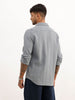 Slim Fit Textured Striped Full Sleeve Shirt | Grey
