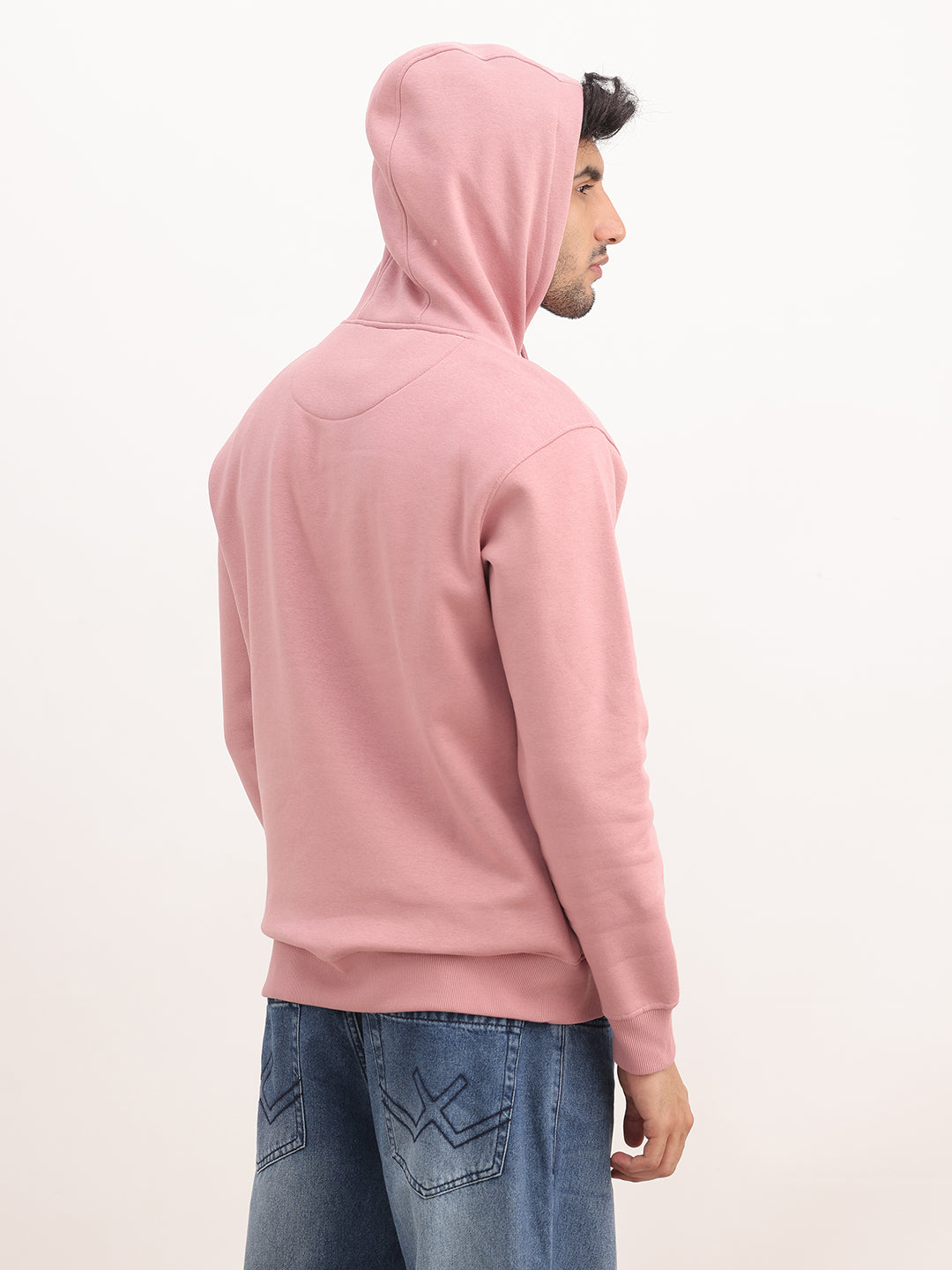 Comfort Fit Embroidery Detail Hooded Sweatshirt | Pink