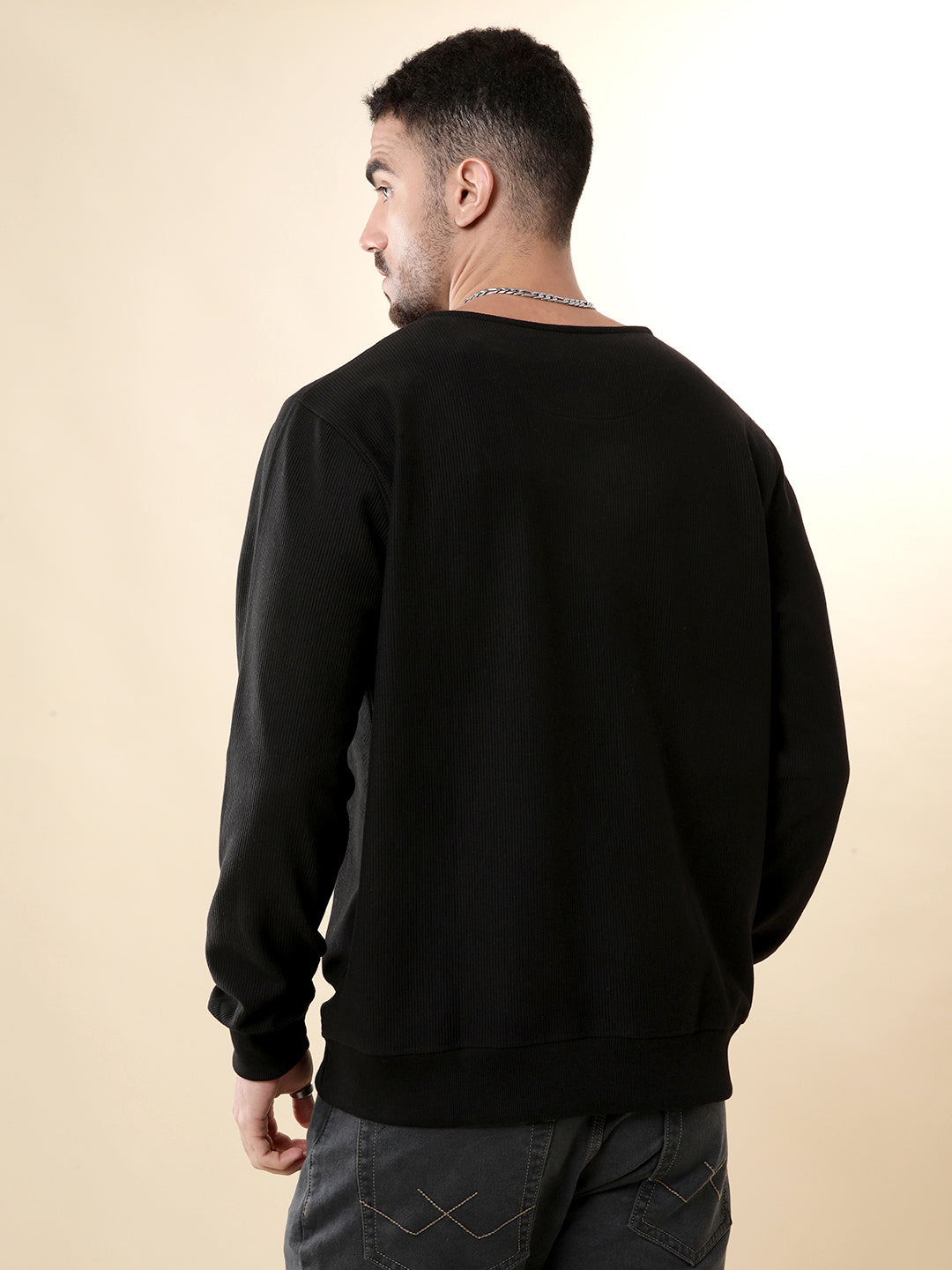 Solid Black Fleece Sweatshirt