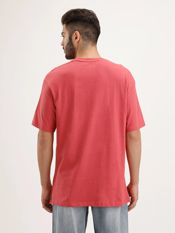 Oversized Fit Embroidered T-shirt | Red