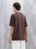 Wrogn Logo Raw-Edged Washed Tee | Brown