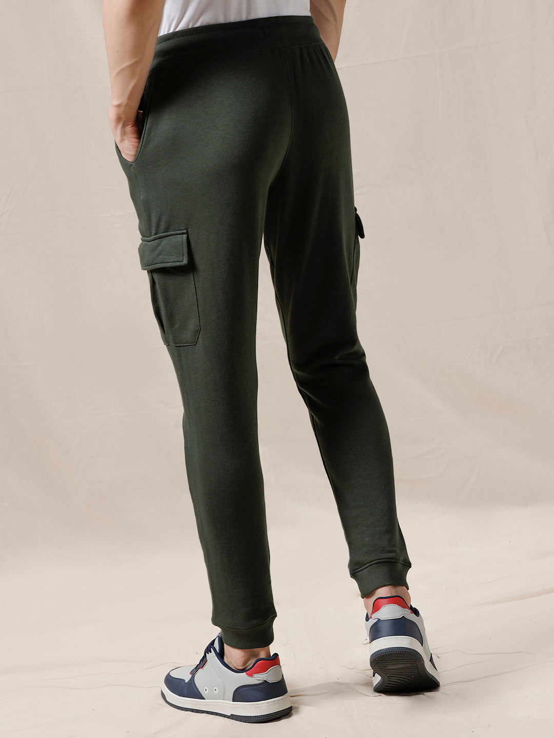 Solid Mid Rise Cargo Jogger
