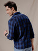 Abstract Checks Navy Blue Shirt