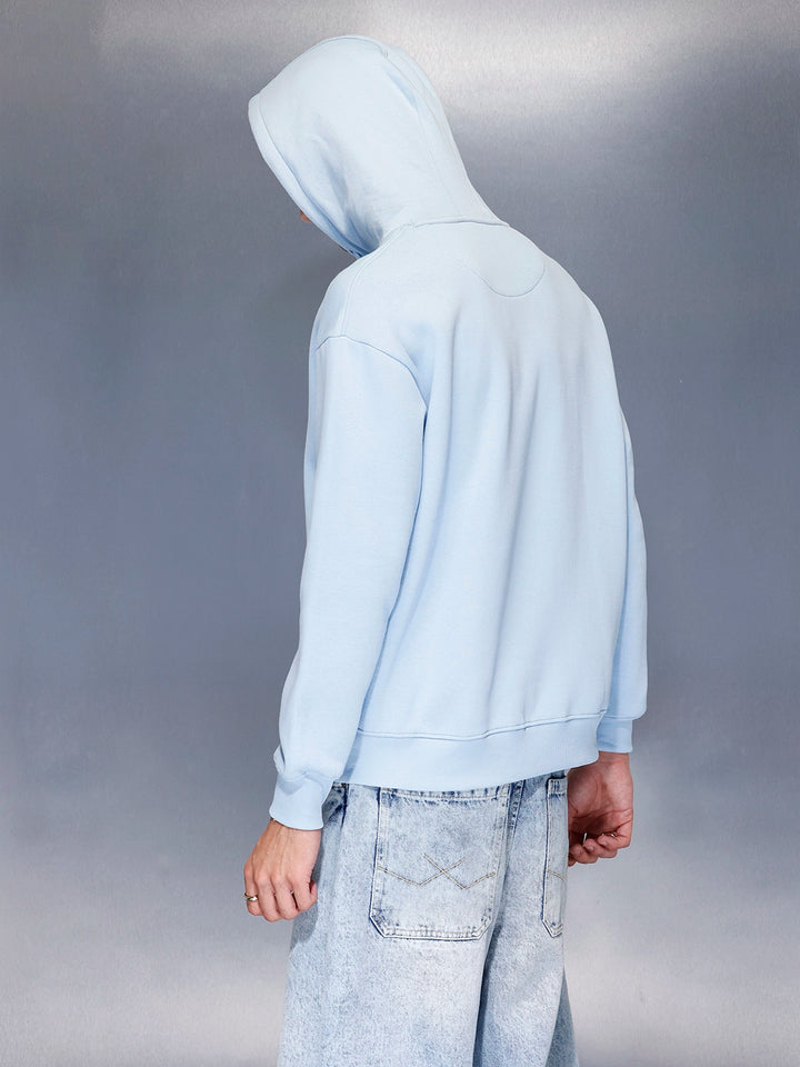 Men’s minimal powder blue hooded sweatshirt | Powder Blue