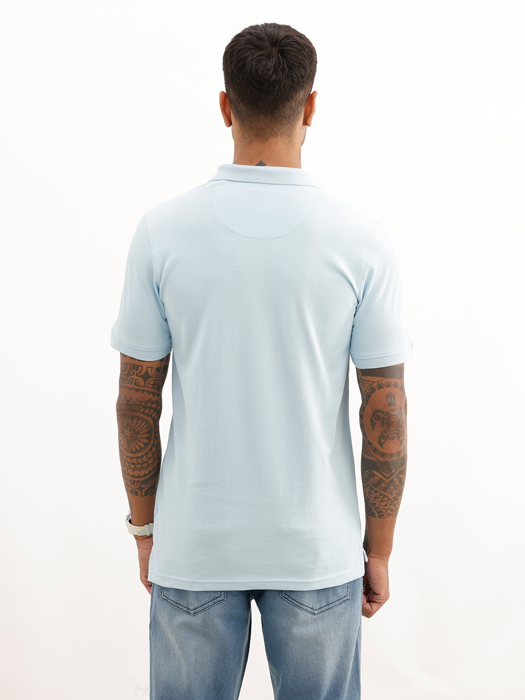 Solid Slim Fit Polo T-Shirt | Light Blue