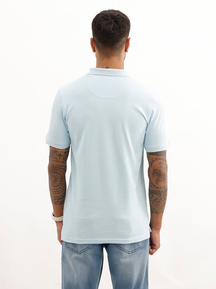Solid Regular Fit Polo T-Shirt | Light Blue
