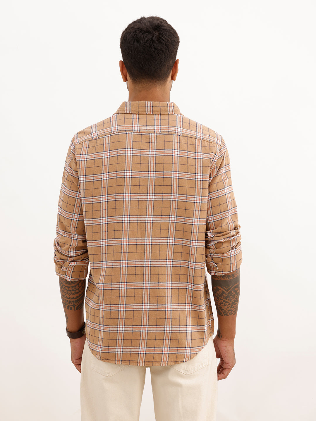 Slim Fit Full Sleeve Checkered Shirt | Khaki | WSH02FSSL0335S