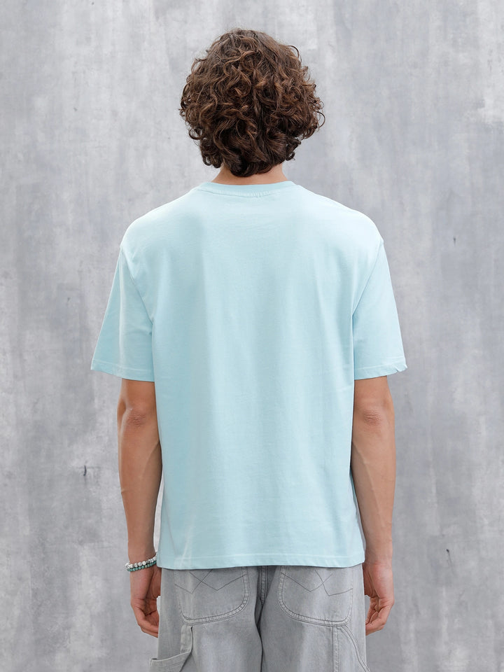 Retro Graphic Printed T-Shirt | Light Blue