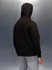 men's casual front zip up hooded sweatshirt | Black