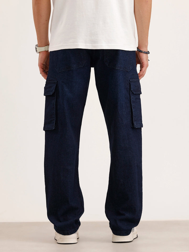 Anti Fit Cargo Denim Jeans | Dark Blue