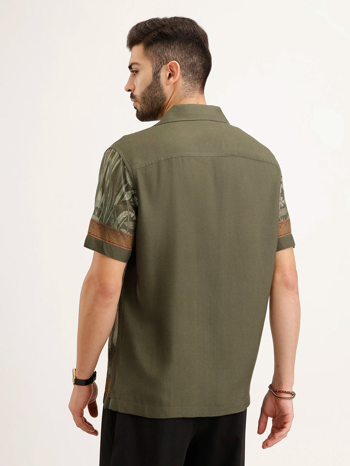 Slim Fit Resort Collar Shirt |Olive