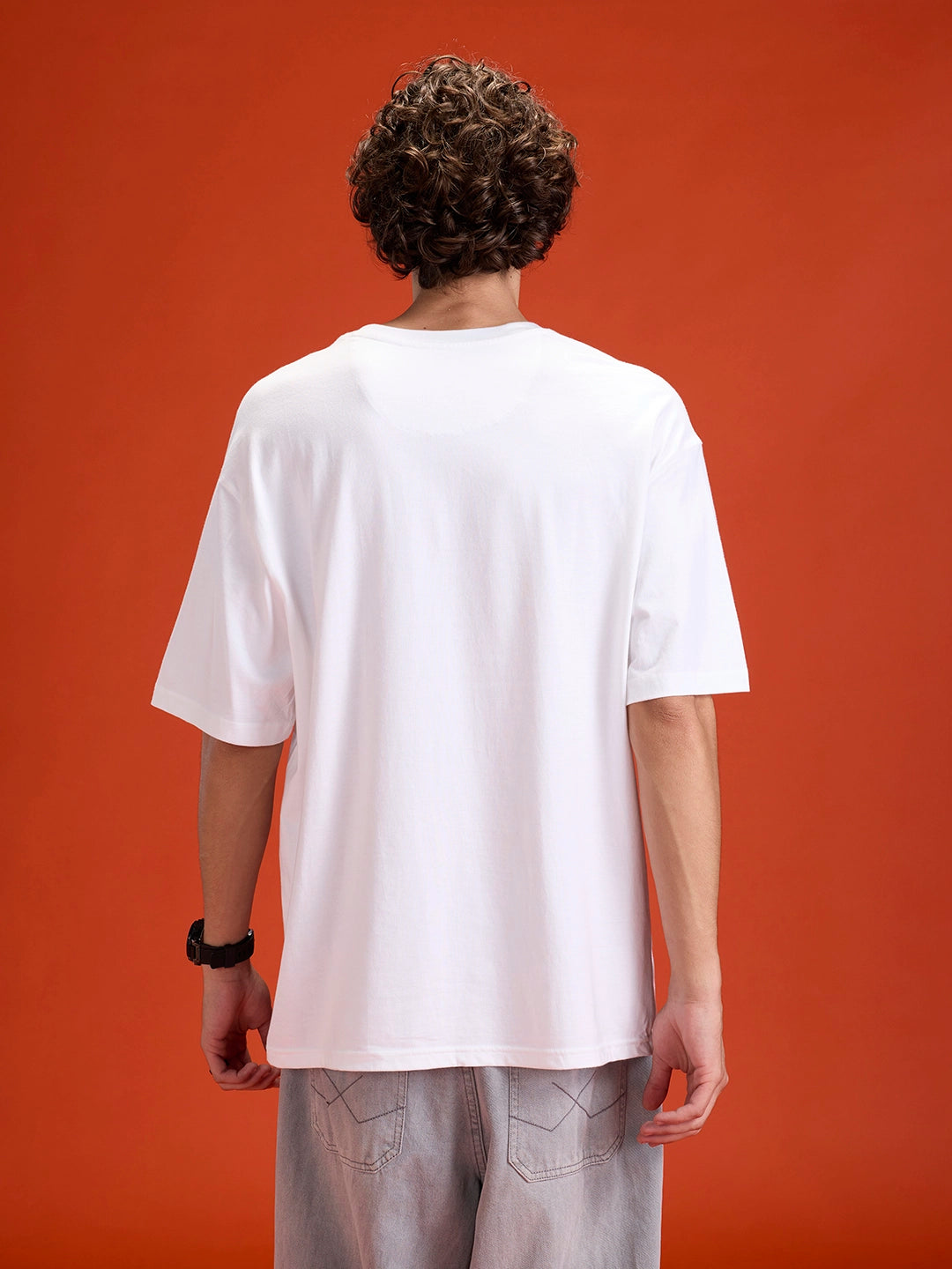 Men's casual graphic print oversize t-shirt  | White