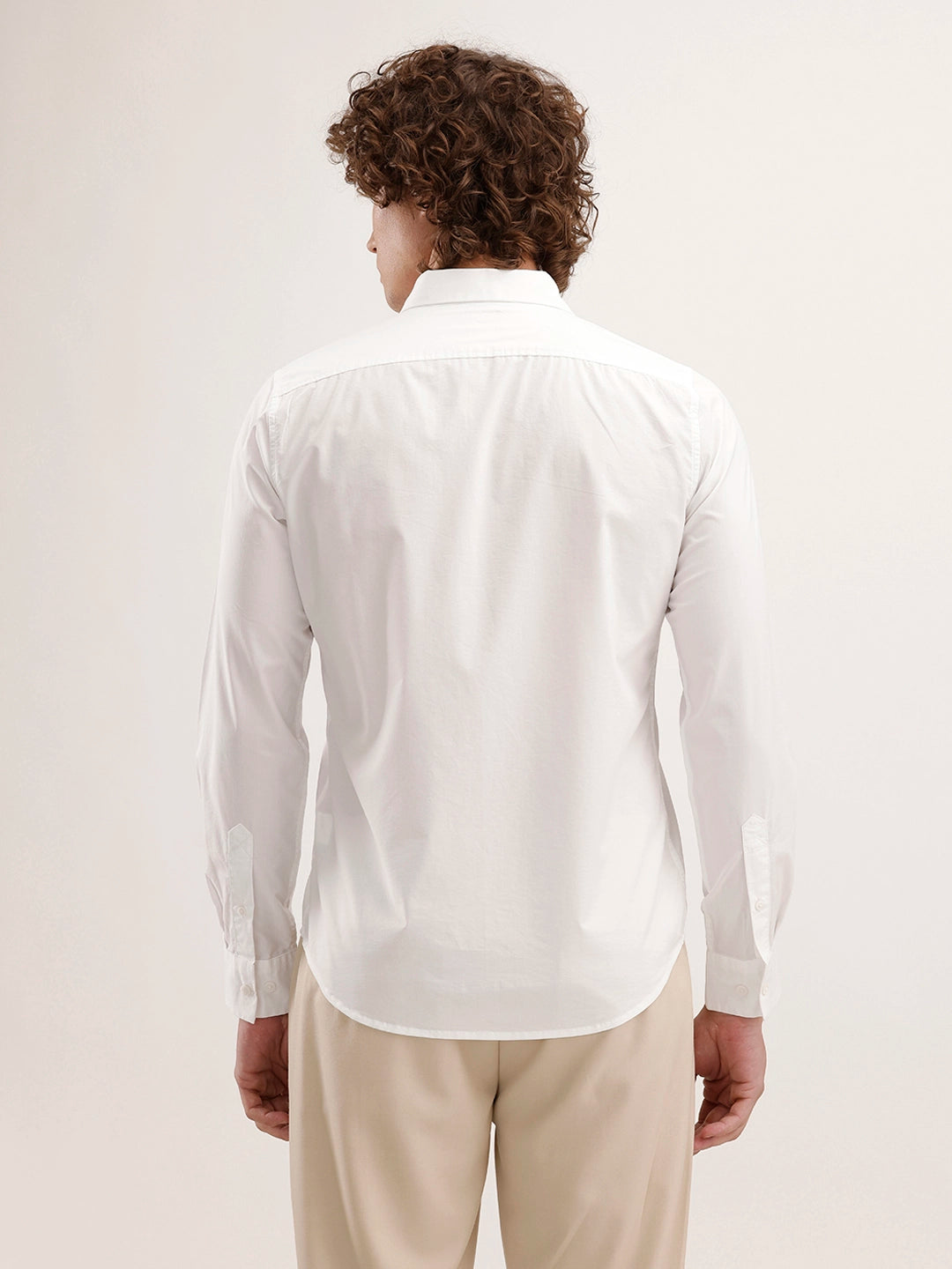 Solid Regular Fit Full Sleeve Shirt | White