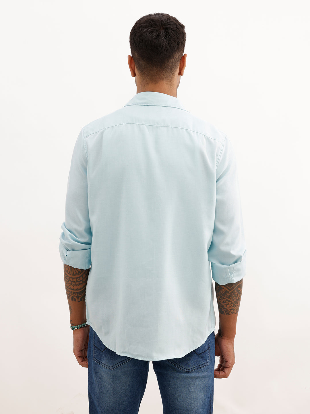 Solid Regular Fit Full Sleeve Shirt | Light Green