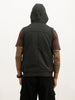 Slim Fit Cut Off Sleeves Hooded Puffer Jacket | Black