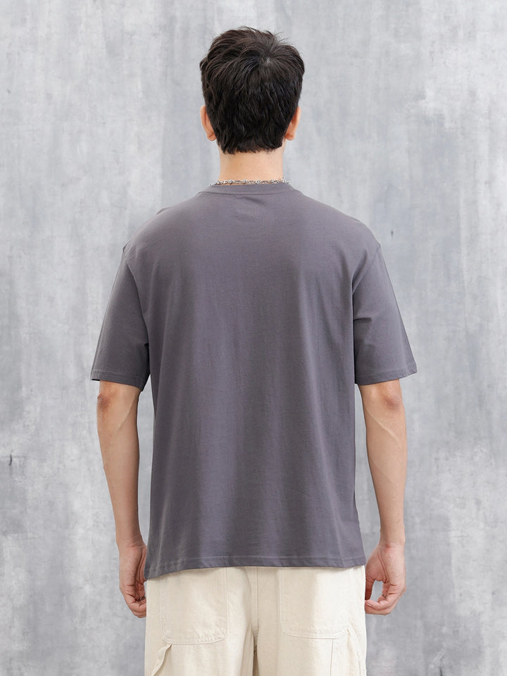 Solid Patch Detail T-Shirt | Dark Grey
