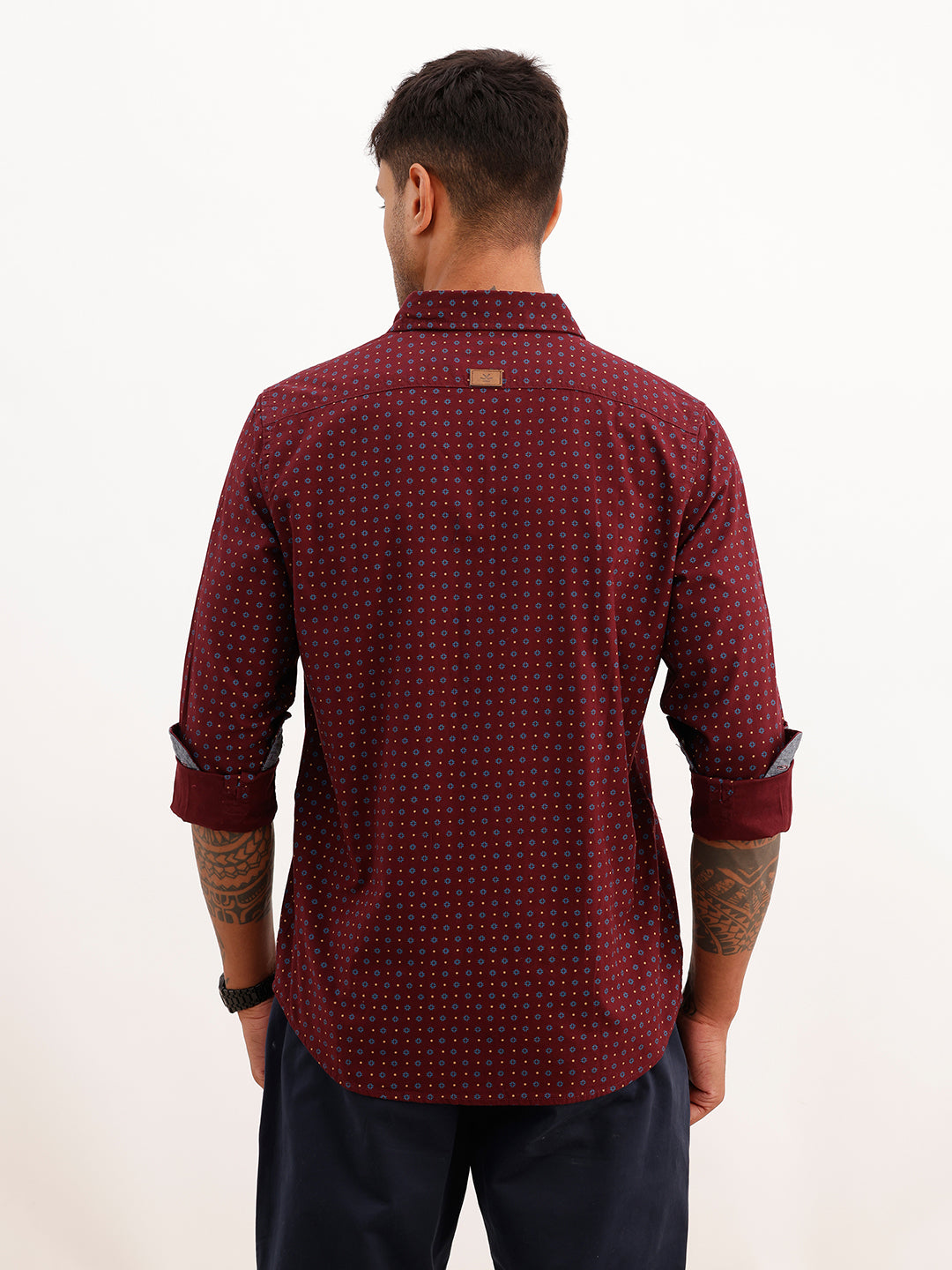 Regular Fit AOP Fill Sleeve Shirt | Maroon