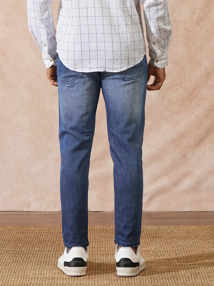 Distressed Skinny Crop Jeans | Dark Blue