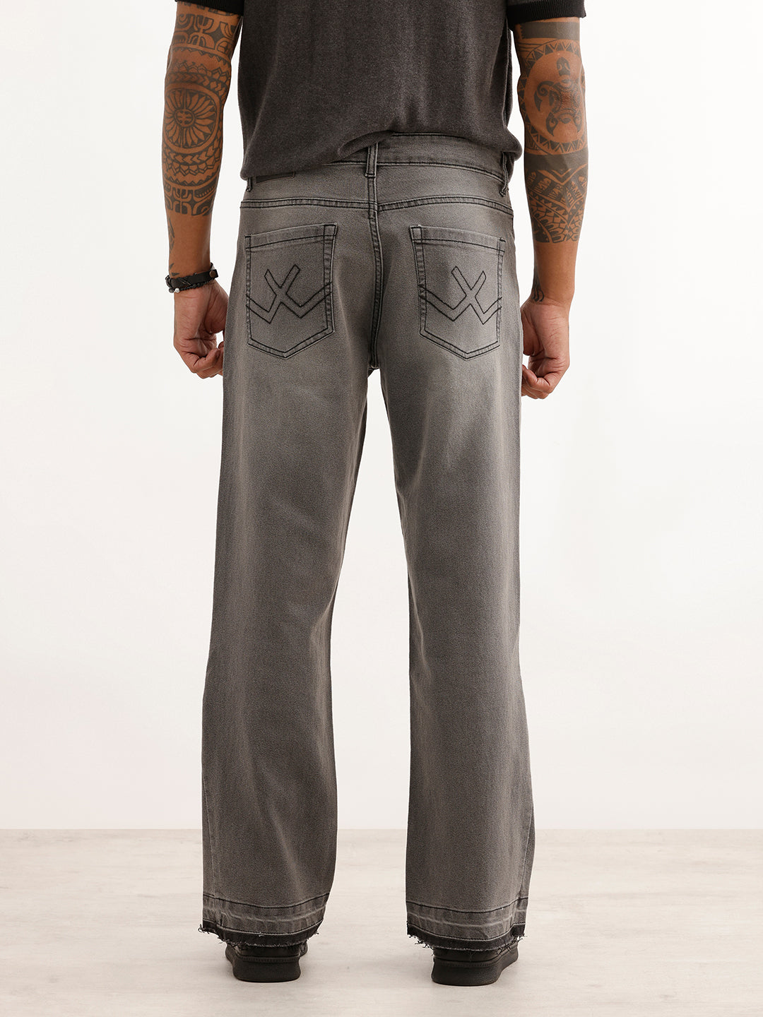 Bootcut Fit Solid Denim Jeans | Grey
