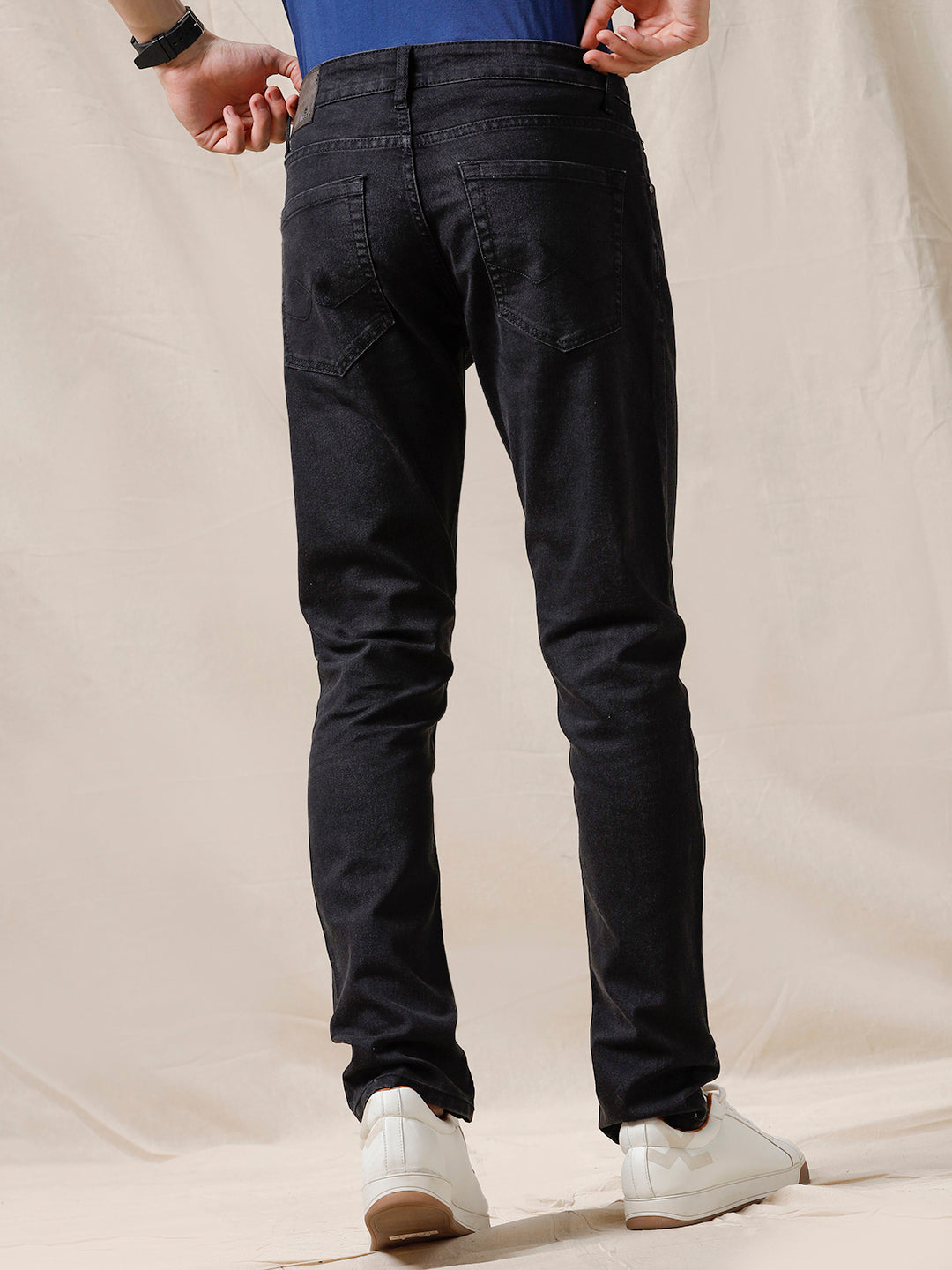 Solid Mid Rise Darkstone Jeans