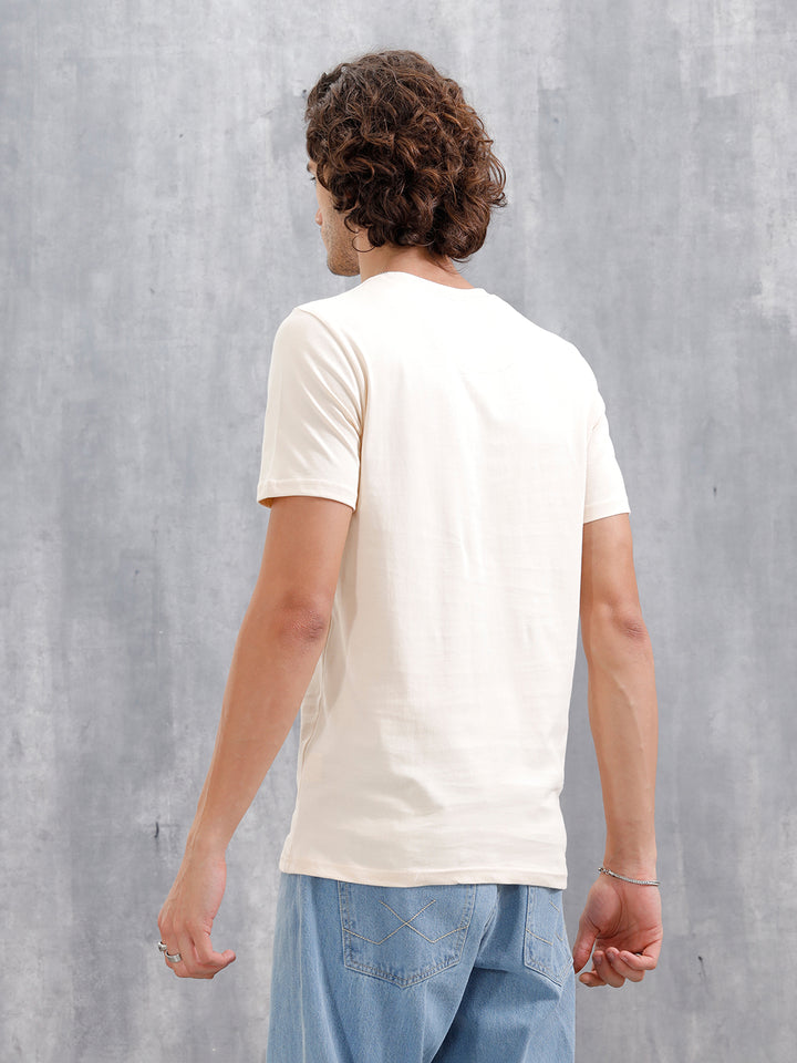 Ancient Markings Inspired Brand Carrier Slim Fit T-Shirt | Beige