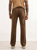 Solid Straight Fit Pleated Trouser | Olive