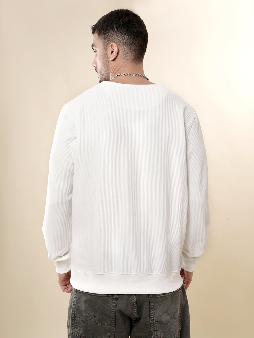 Solid White Fleece Sweatshirt