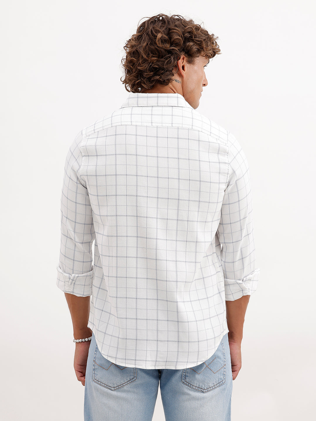 Textured Regular Fit Full Sleeve Shirt | White