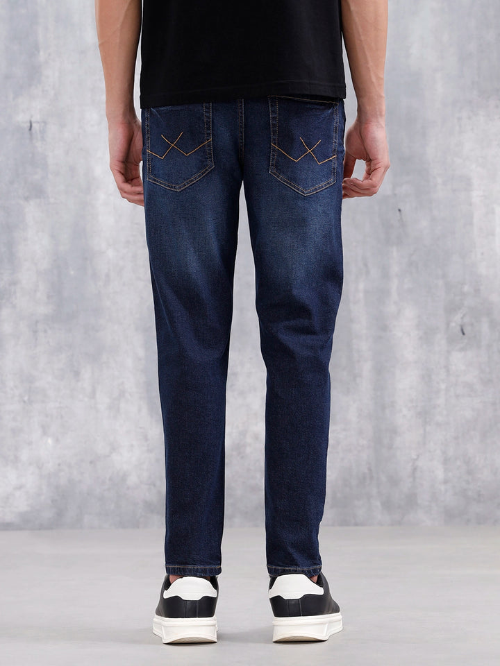 Men Casual Skinny Crop Jeans | Dark Stone