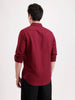 Solid Slim Fit Linen Blend Shirt | Wine