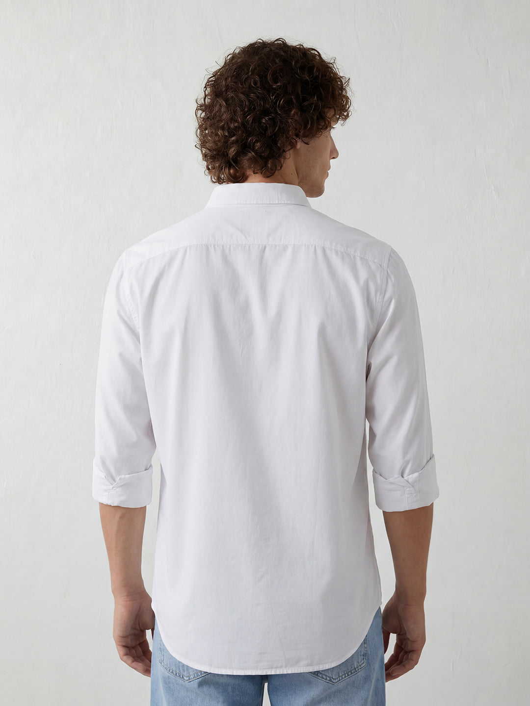 Solid Regular Fit Full Sleeve Shirt | White
