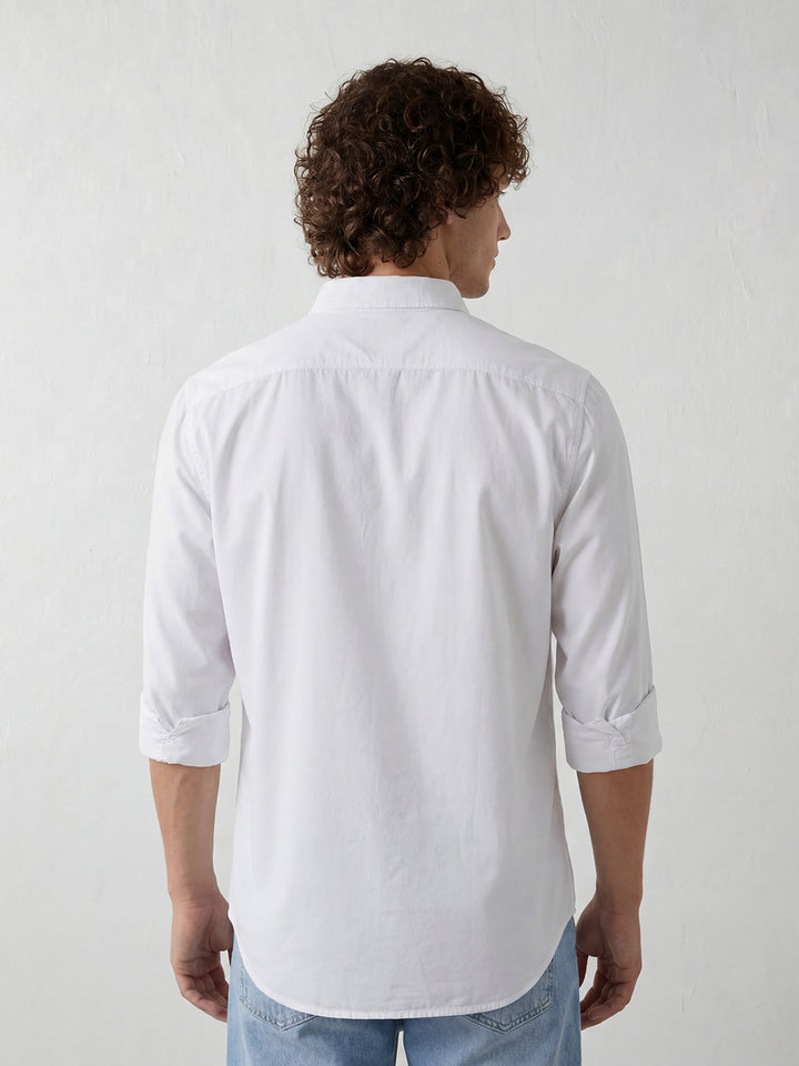 Solid Regular Fit Full Sleeve Shirt | White
