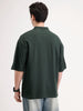 Solid Oversized Polo T-Shirt | Dark Green