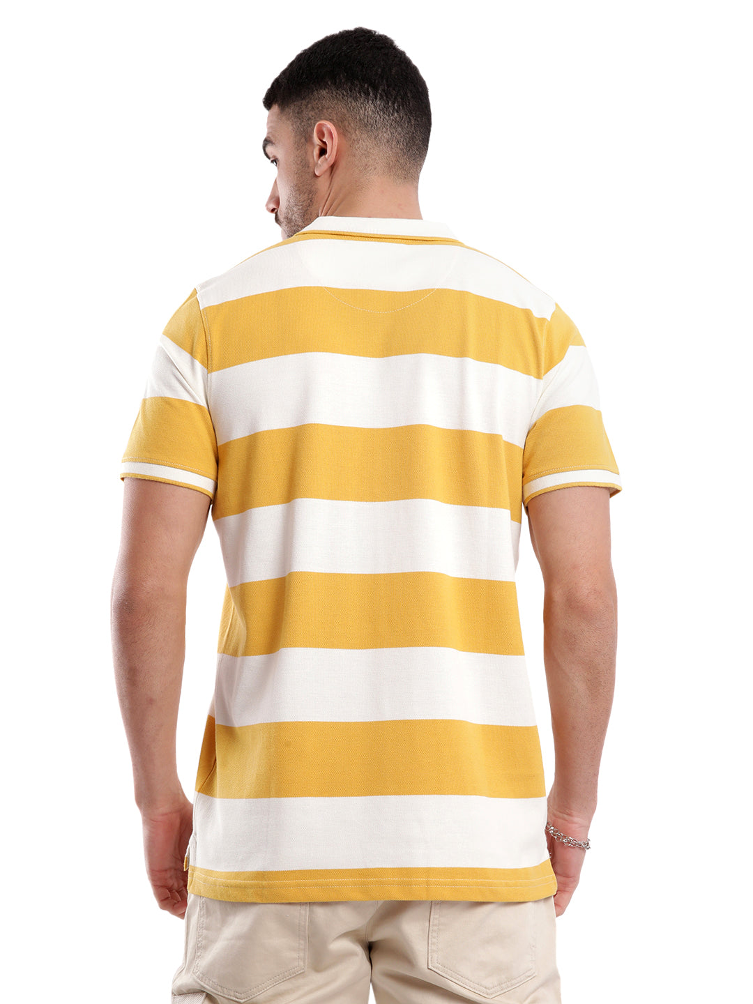 Premium Yellow Striped Polo T-Shirt