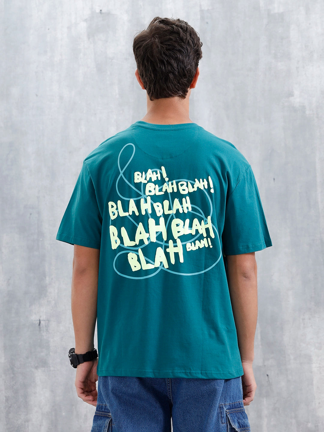 Casual Men Oversized Fit Tee With Graphic | Green