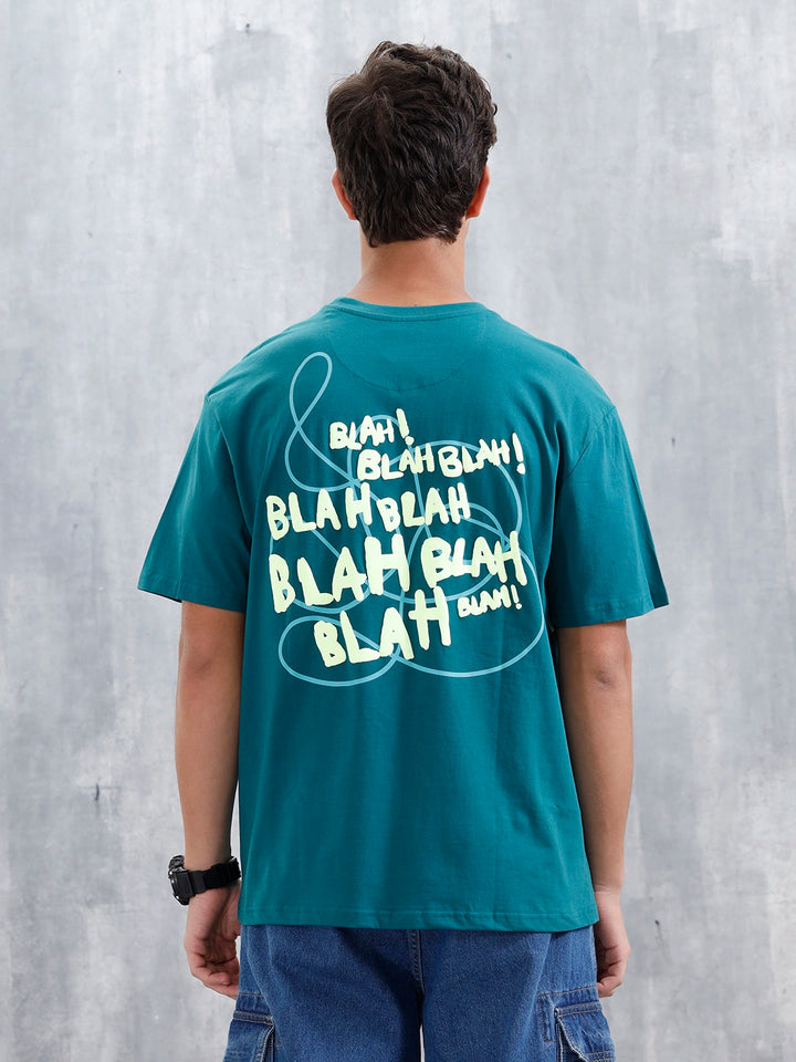 Casual Men Oversized Fit Tee With Graphic | Green