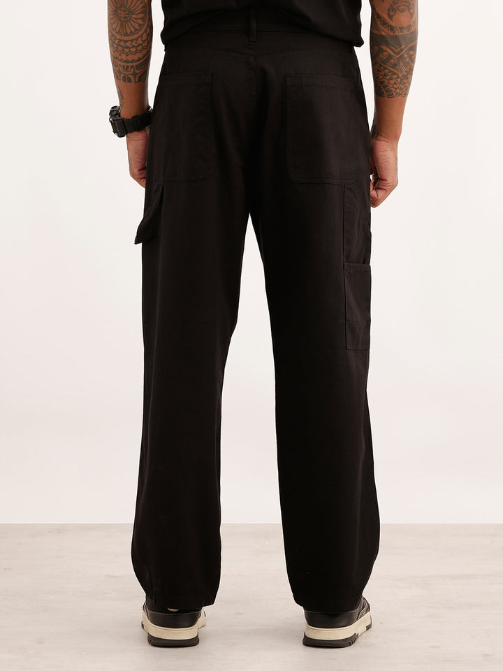 Carpenter Style Loose Fit Trouser | Black