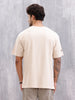 Oversized Fit T-Shirt With Thread Detail And Patch Pocket | Beige