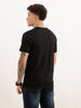 Slim Fit Placement Flock Printed T-Shirt | Black | WTS02HSSL1068S