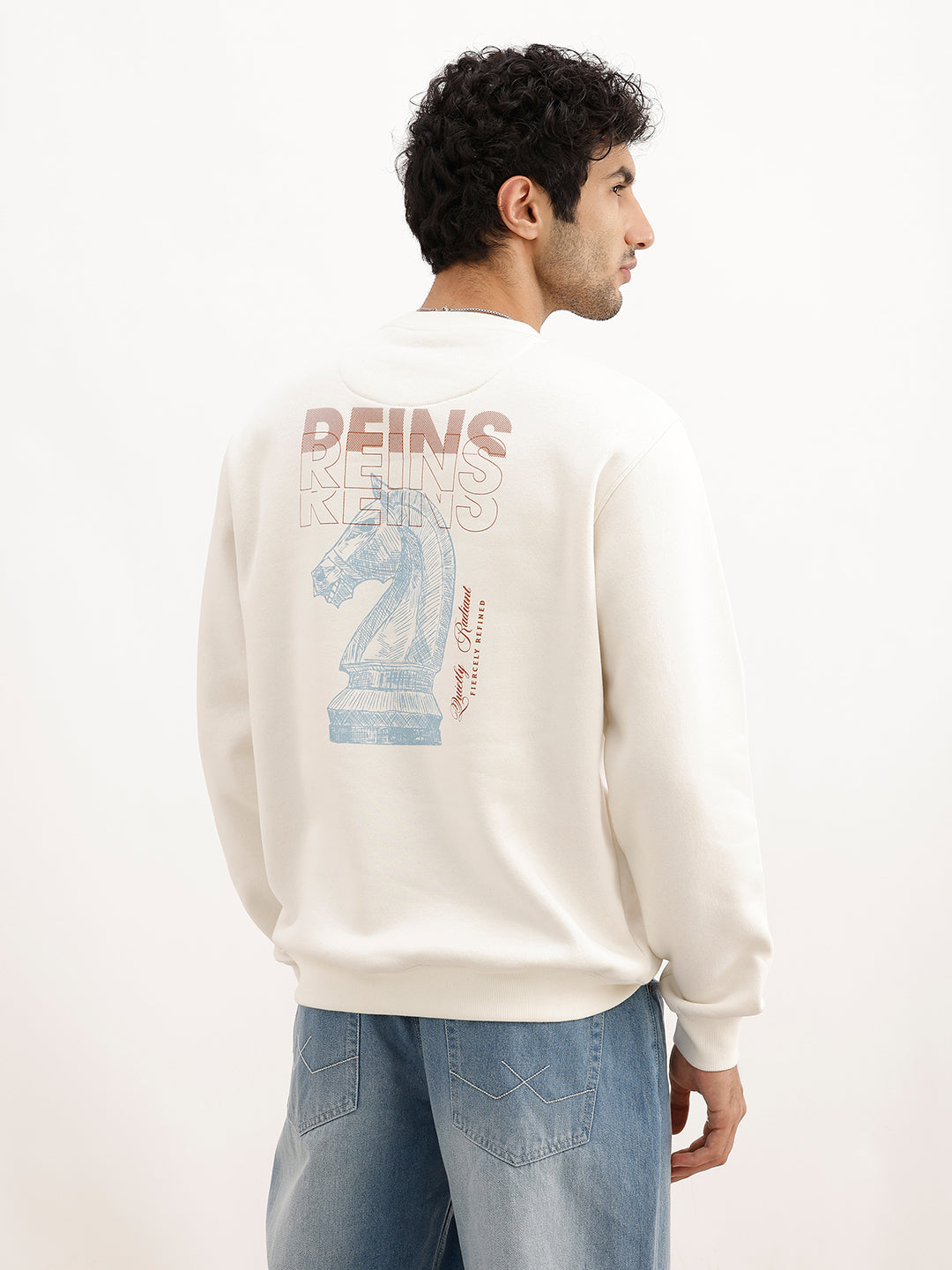 Regular Fit Placement Printed Sweatshirt | Off White