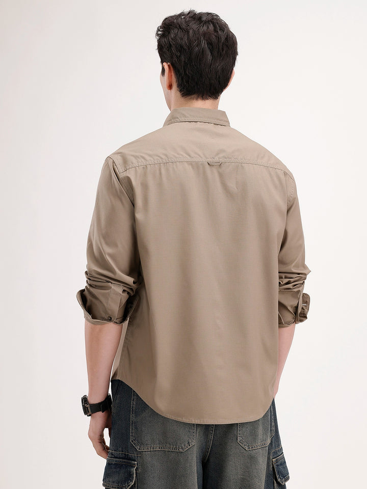 Comfort Fit Double Pocket Shirt | Khaki