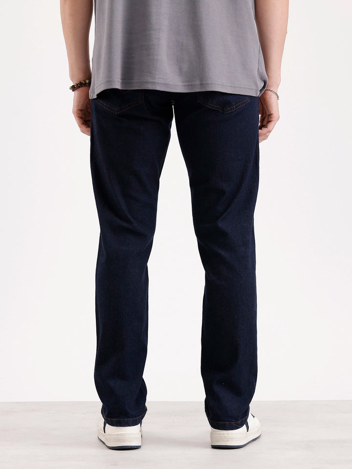 Solid Straight Fit Denim Jeans   |  Blue