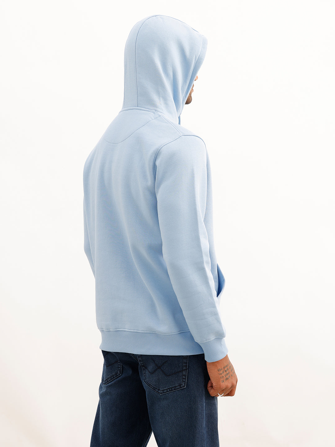 Solid Regular Fit Hooded Sweatshirt | Blue