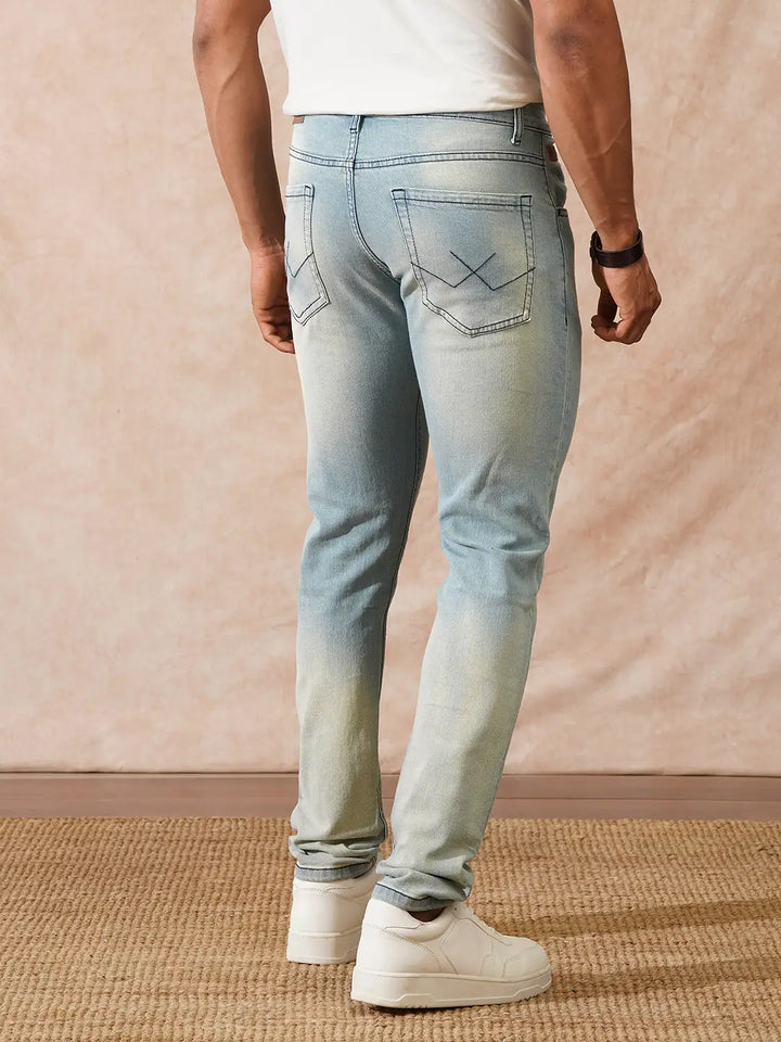 Heavy Fade Slim Tapered Jeans | Light Blue
