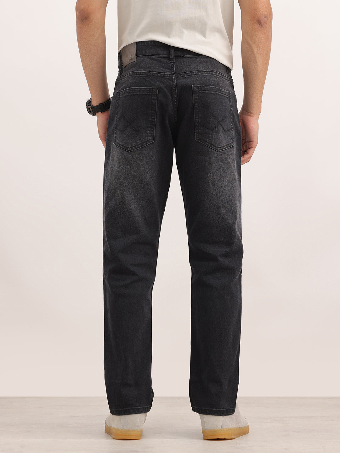 Solid Relaxed Fit Denim Jeans | Black