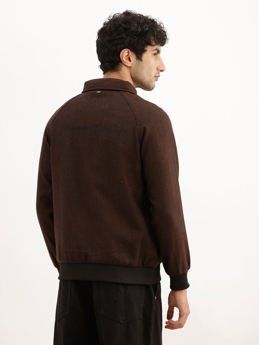 Classic Regular Fit Herringbone Brushed Jacket | Wine