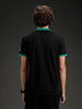 Wrogn Men's Typography Printed Contrast Collared Polo T-shirt | Black