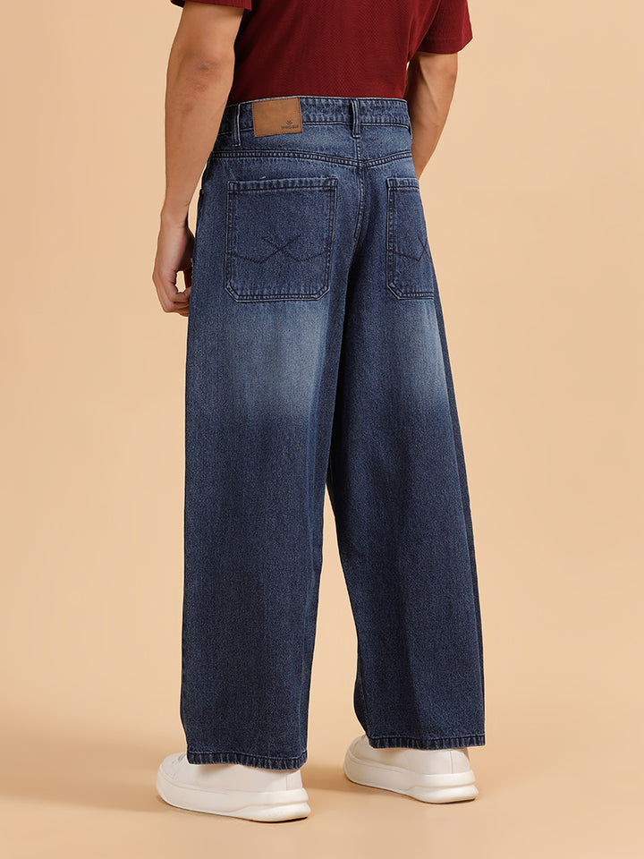 Heavy Fade Baggy Fit Jeans | Dark Blue